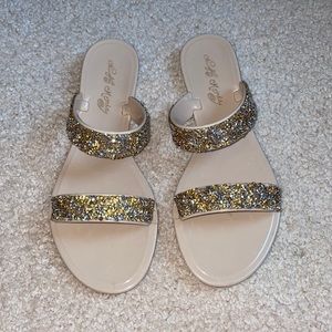 Naughty Monkey Glitter and Crystal Sandals Size 9